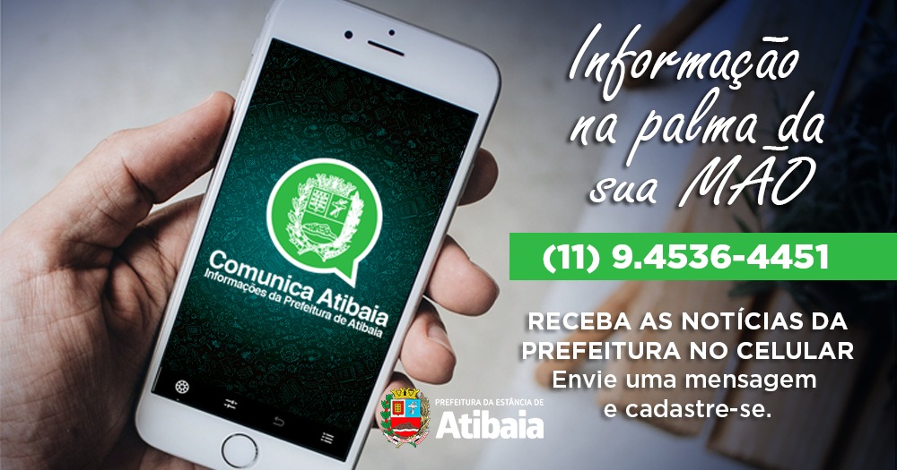 Cadastro no Comunica Atibaia garante recebimento de notícias via WhatsApp